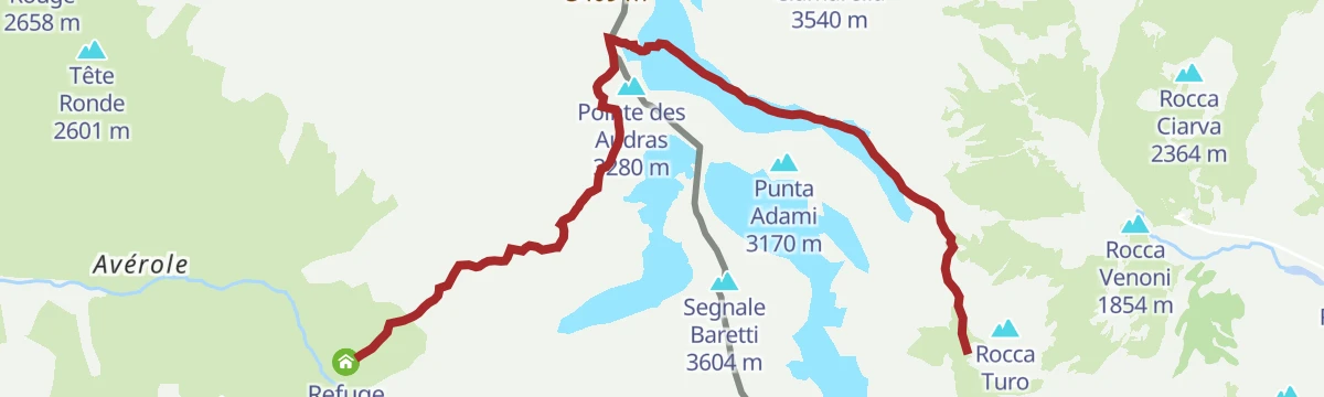 Route map: Tour della Bessanese: Tappa 3 Refuge Avérole